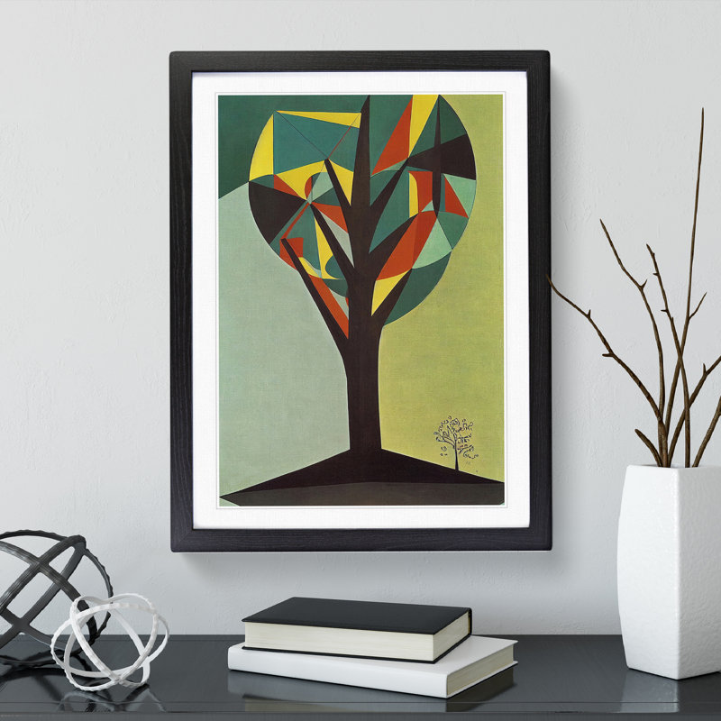Retro Abstract Tree No.1 - Single Picture Frame Print, Black Framed, 64cm H x 46cm W x 2cm D