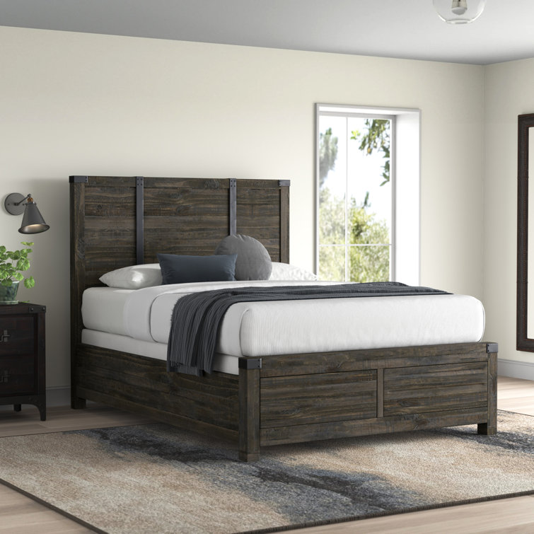 Mahika Solid Wood Panel Bed