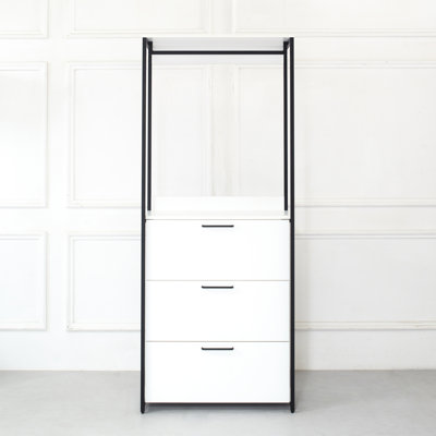 Metal And Wood Wardrobe - Water Surface, Extra Deep Compartments, 3 Walk-In Closet Metal, Strong Powder Coated Storage, & Heat , Stain Scratch E0 Grade Board