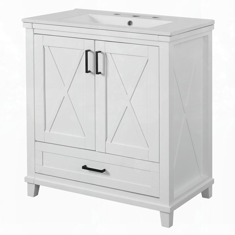Meuble-lavabo de 30 pouces avec lavabo simple, Blanc