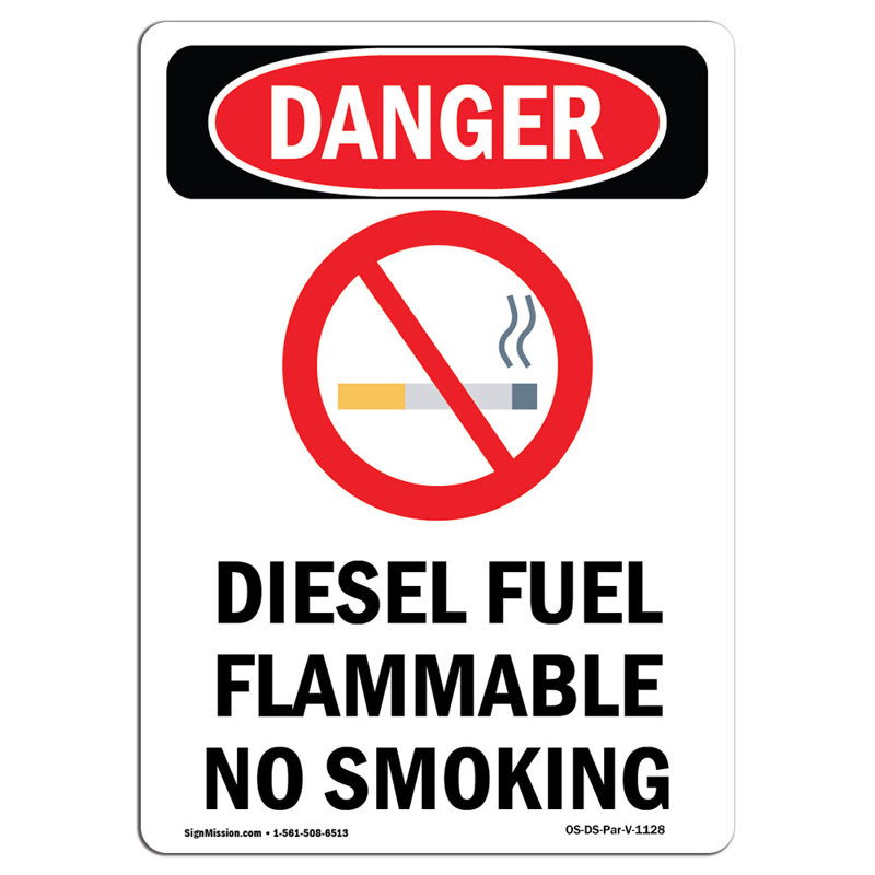 Enseigne combustible dangereuse OSHA, H 18 po x l 12 po x P 0,1 po