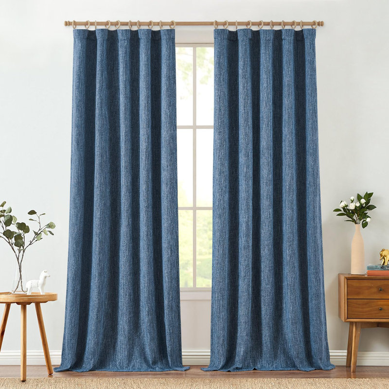 Rideaux en toile de jute, L 50 po x L 96 po, Bleu marine