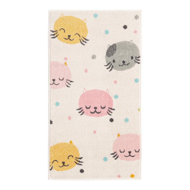 Tapis pour enfant rose / gris / jaune Whimsy Molly, Tapis de couloir 2 pi 2 po x 3 pi 11 po