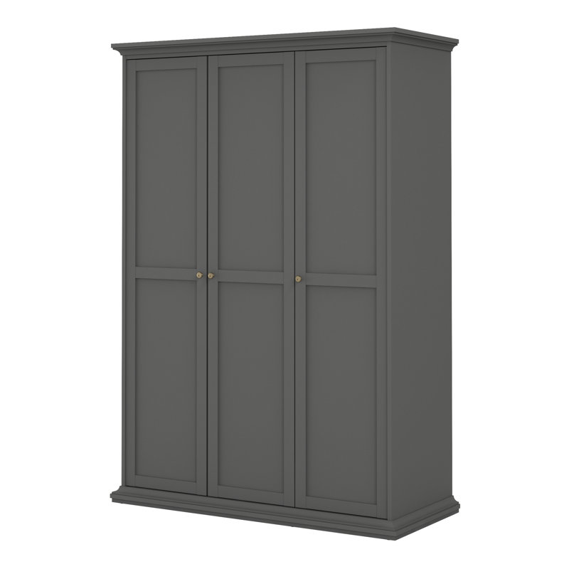 Woodburn 3 Door Manufactured Wood Wardrobe, Matte Grey