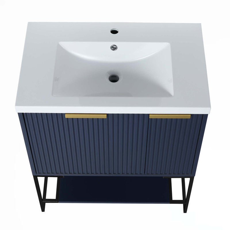 Meuble-lavabo autoportant avec lavabo en résine