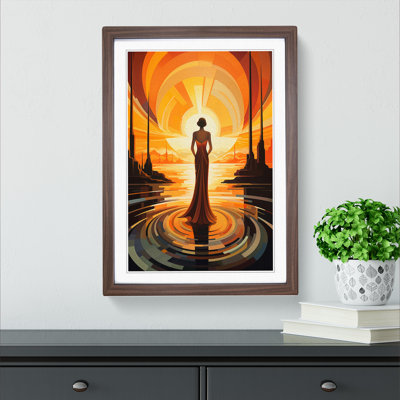 Art Deco Sunset Contemporary Art - Framed Print