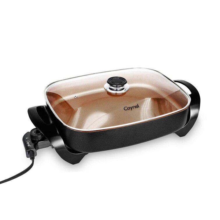 Caynel 12 Inch Nonstick Electric Skillet with Glass Lid