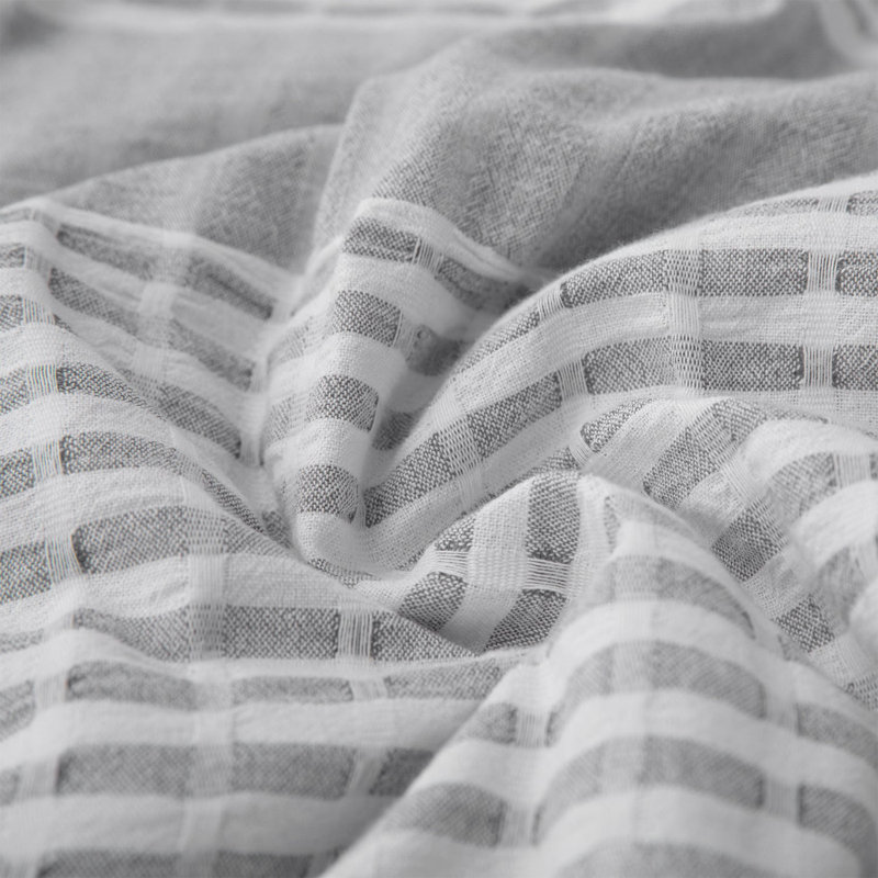 Queen Gray Cotton Waffle Weave Bedspread Cover Set