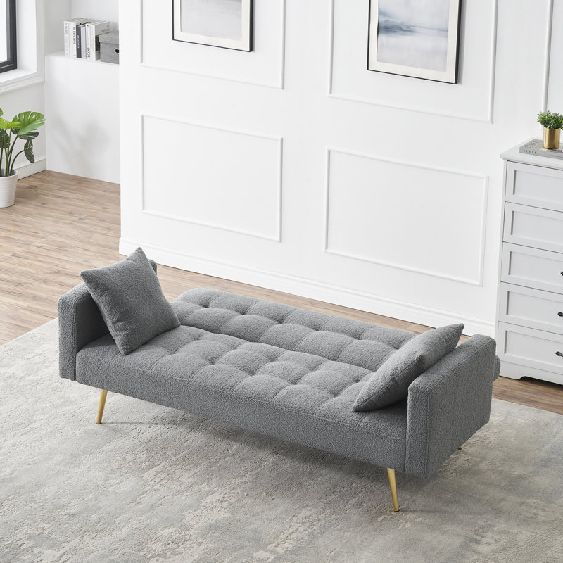 Canapé-lit confortable avec coussins décoratifs inclus, idéal pour se détendre, se divertir et accueillir des invités, Gris