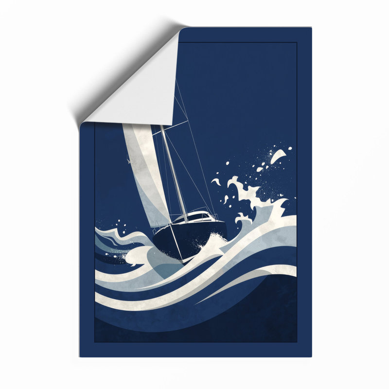 Sailboat in Motion Coastal - Framed Print, A2 - 59.4 x 42.0 cm, Unframed