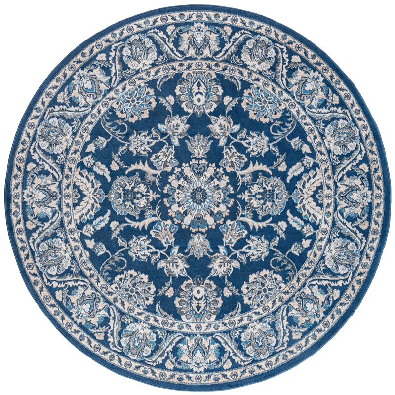 Tapis oriental bleu foncé Madison, Rond 5 pi 3 po