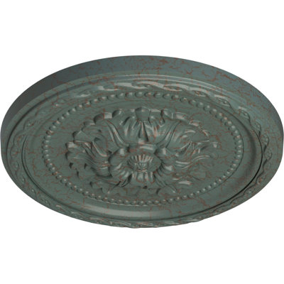 Médaillon de plafond Endurathane à feuilles, P 11 3/8 po x P 3 5/8 po x P 1 1/8 po (convient aux auvents jusqu'à 4 3/4 po), fini étain peint à la main