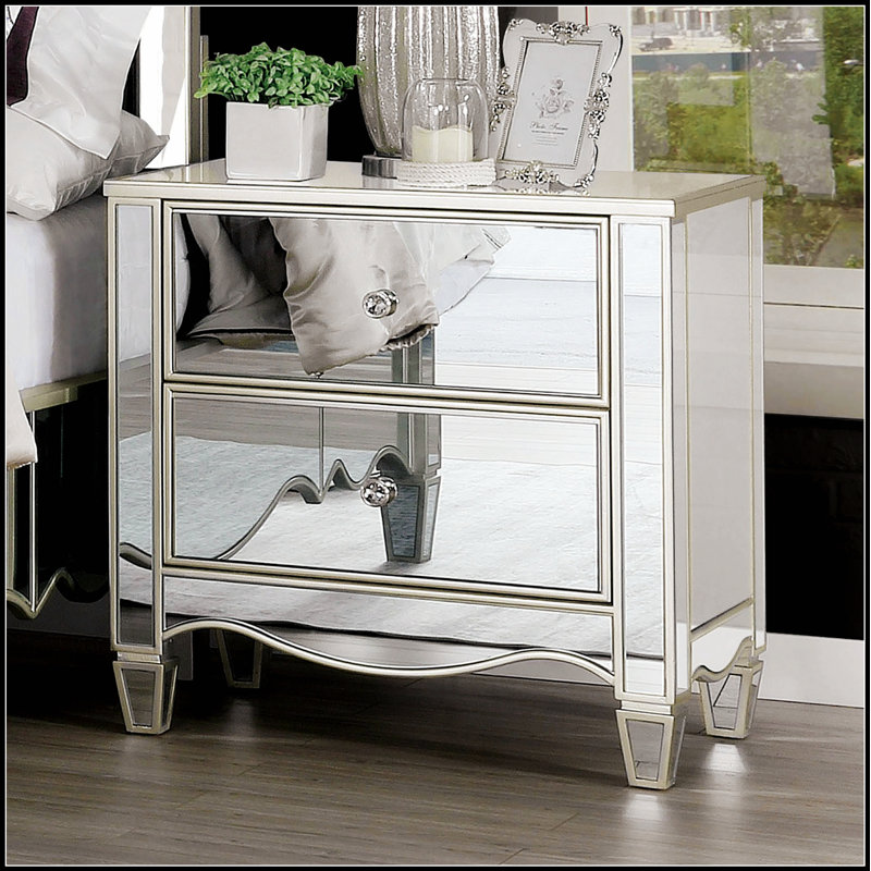 Table de chevet Glam Silver Finish