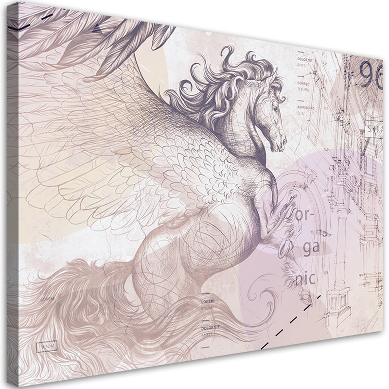 Picture, Pegasus Horse Abstract - No Frame Print on Canvas, 80cm H x 120cm W