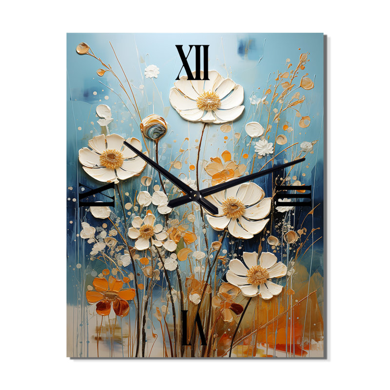 Horloge murale florale blanche, Petit