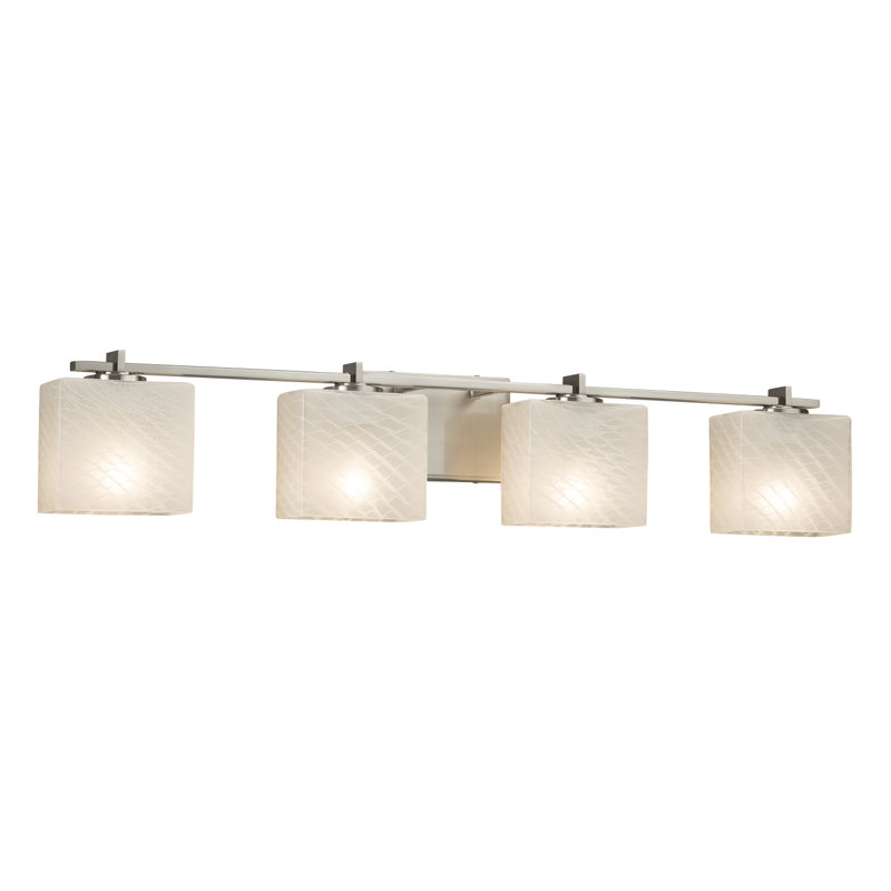 Éclairage pour salle de bain 4 lumières Casson, Nickel brossé, Tissage