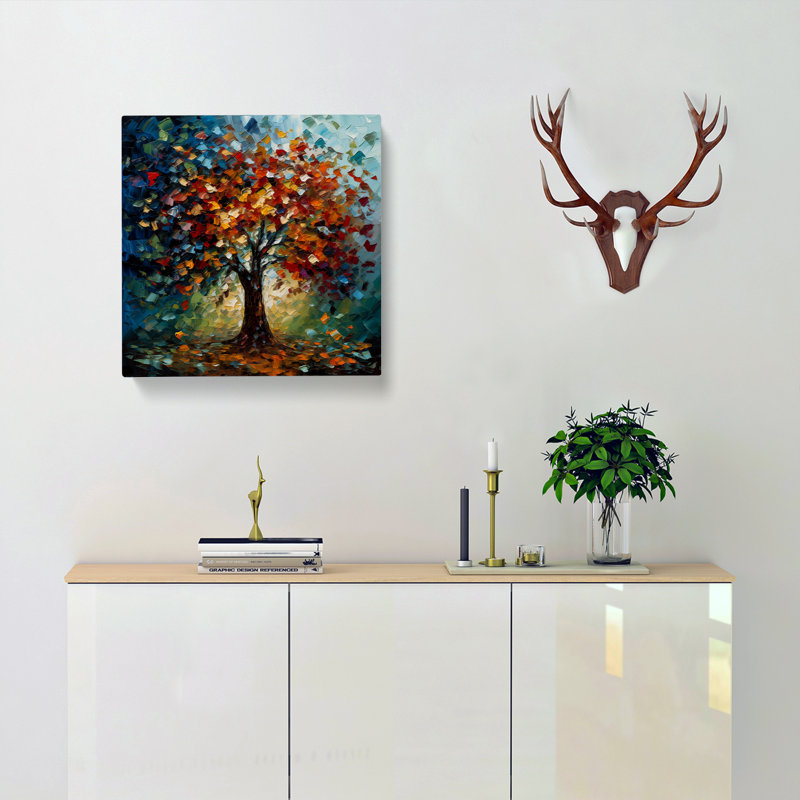 Tree Palette Knife - Wrapped Canvas - Framed Print, 50cm H x 50cm W x 3cm D