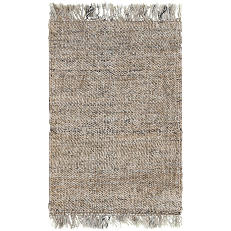 Tapis beige rectangulaire en jute tissé à plat à la main, Rectangle de 10 pi x 14 pi