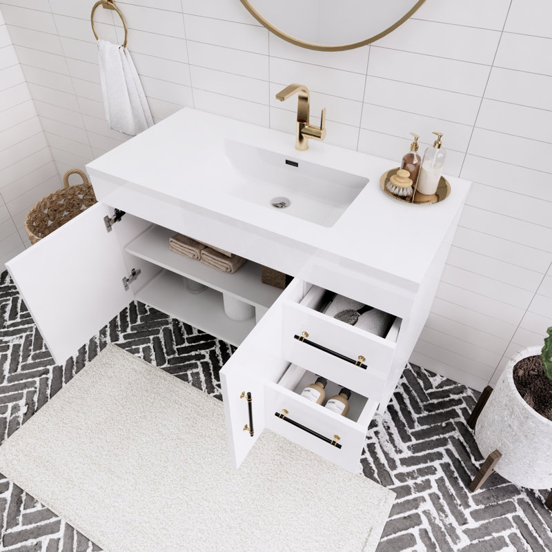 Ensemble de meuble-lavabo simple 42 po Thurnell, Blanc brillant