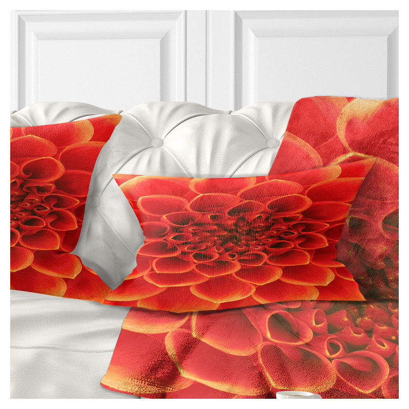 Motif floral abstrait orange - Coussin décoratif à imprimé floral