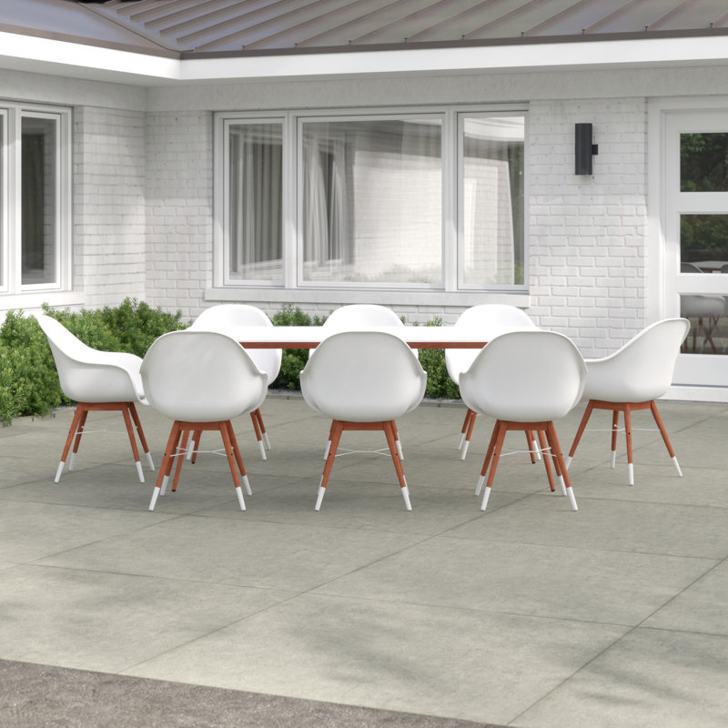 Alyisa 8 - Person Wood Patio Dining Set with Rectangular Table