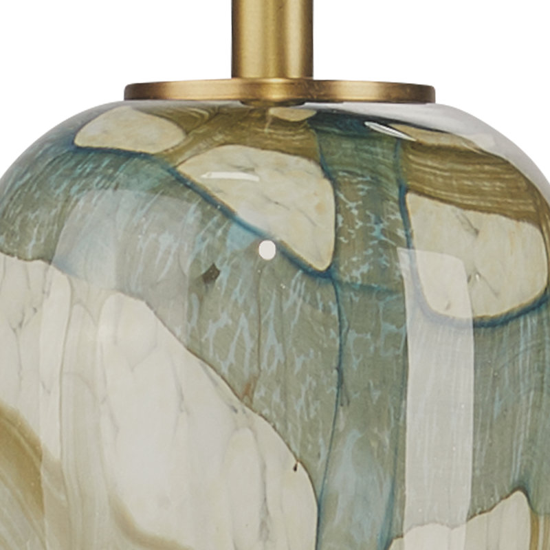 Helen Pendant In Pale Blue Glass, 12.25"H x 6.75"W x 6.75"D