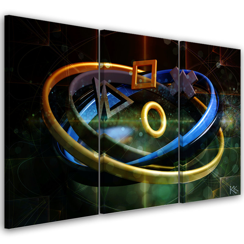 Buttons For The Controller - 3 Piece Wrapped Canvas Print Set, 100cm H x 150cm W