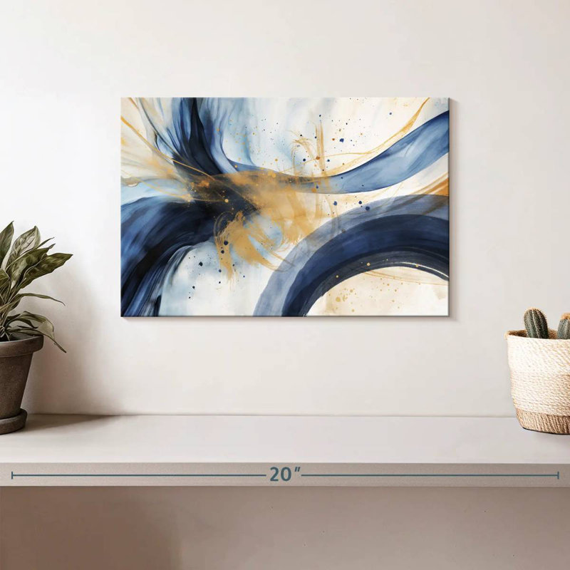 Bleu et beige à motif abstrait