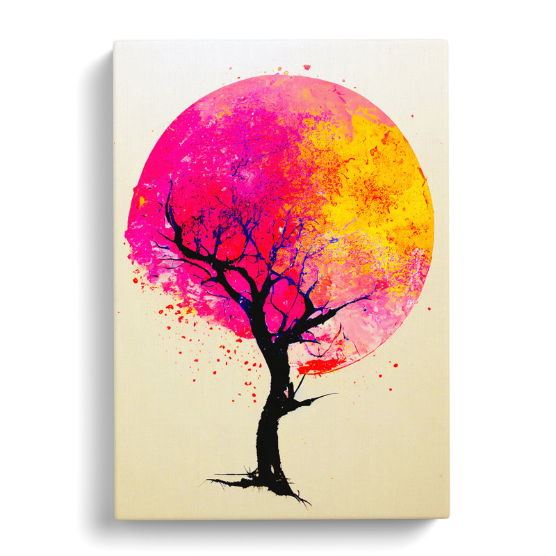 CAN-V0523-1766X Peach Blossom Tree Splatter Vol.4 - Wrapped Canvas Print, 50cm H x 35cm W x 3cm D