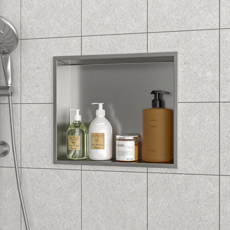 Niche de douche en acier inoxydable 15 po x 13 po, nickel brossé, H 3,94 po x l 15 po x P 13 po, Nickel brossé