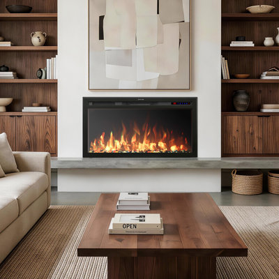 48" Smart Electric Fireplace Insert With App Control, Multicolor Flames, Crackling Sound, Plug-in & Hardwire, 5 Speed & Brightness, Timer, 750w/1500w