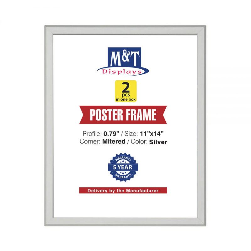 Ensemble de 2 cadres photo simples en métal 2 pièces, 11 po x 14 po, Argent