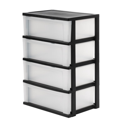 IRIS 4 Drawer Plastic Wide Chest, Black
