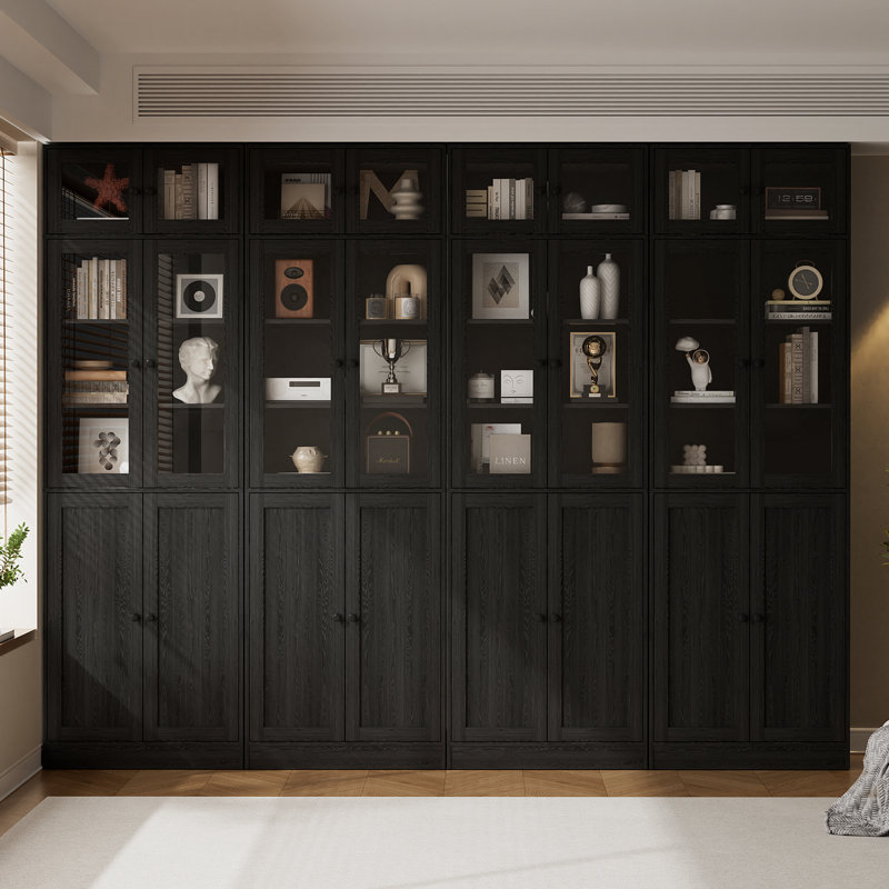 86.7'' H X 94.48'' W Book Cabinet Storage Bookcase Set, Black