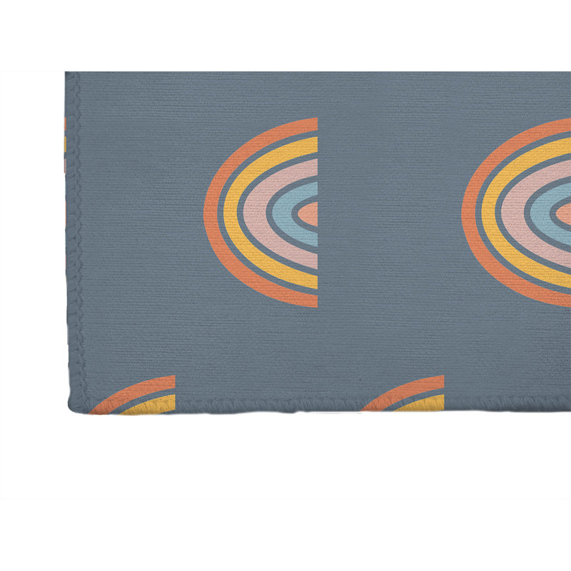 Bows Colorized Kids Play Mat, Blue/Multi, Rectangle 4' x 6'