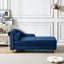 Méridienne confortable en velours bleu marine avec espace de rangement supplémentaire - Pieds dorés élégants pour la maison et métal-1318047252