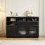 Buffet noir massif + bois manufacturé + verre