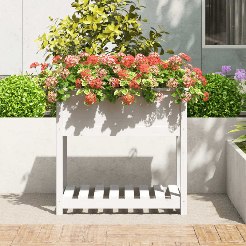Aalap Wood Raised Garden Bed, White, 81cm H x 82.5cm W x 54cm D