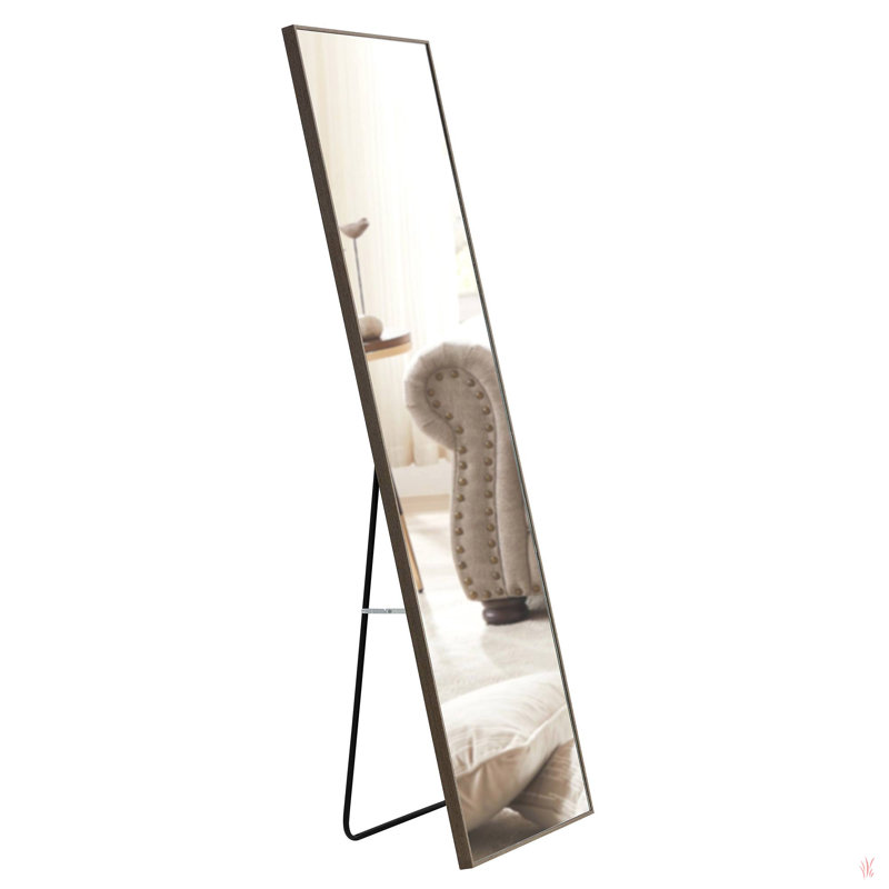 Kalianne Wood Rectangle Mirror, Black, 60'' H x 17.3'' W