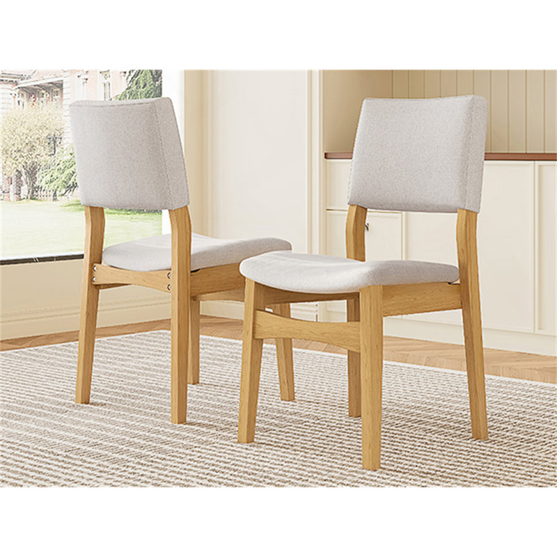 Upholstered Stackable Dining Chairs Set Of 2, Natural