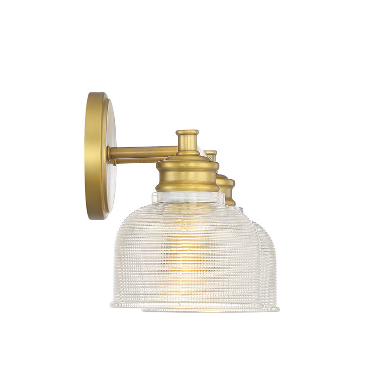 Besima 2 Light Ribbed Dimmable Vanity Light, Natural Brass