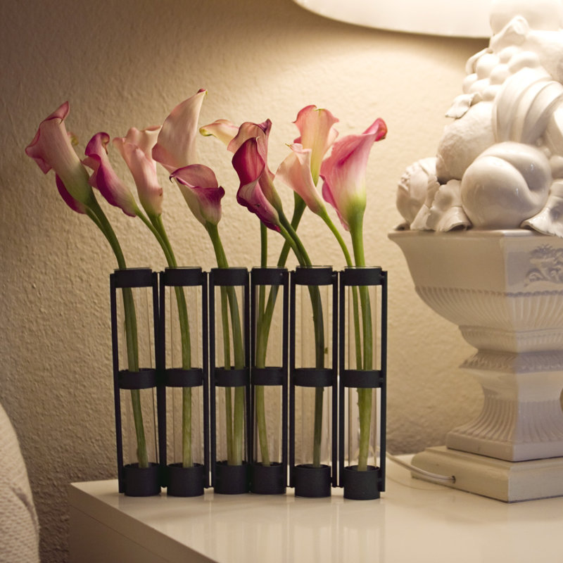 Vases réglables Nacomia, Noir, L 9,25 po x l 1,25 po x H 9 po