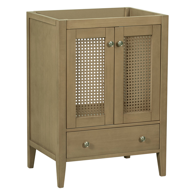 Base de meuble 24 po - Meuble-lavabo autoportant en bois massif et lavabo encastré de largeur naturelle 17,83 po