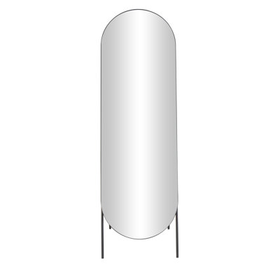 Tieisha Metal Foldable Freestanding Minimalistic Oval Geometric Black Floor Mirror