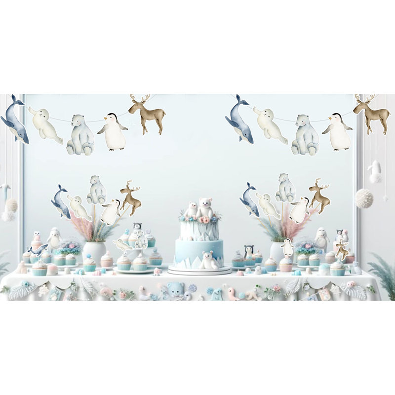 Décorations de fête animaux de l'Arctique - Ensemble de 5 centres de table pour anniversaire et fête de naissance