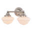 Éclairage pour salle de bain de style école en nickel satiné à 2 lumières de 15 po avec abat-jour en verre opale givré blanc Eastgate, à intensité variable, compatible avec DEL-70885328-70885329-77397435