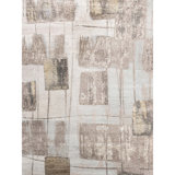 Hand Woven Silk and Wool Abstract Area Rug