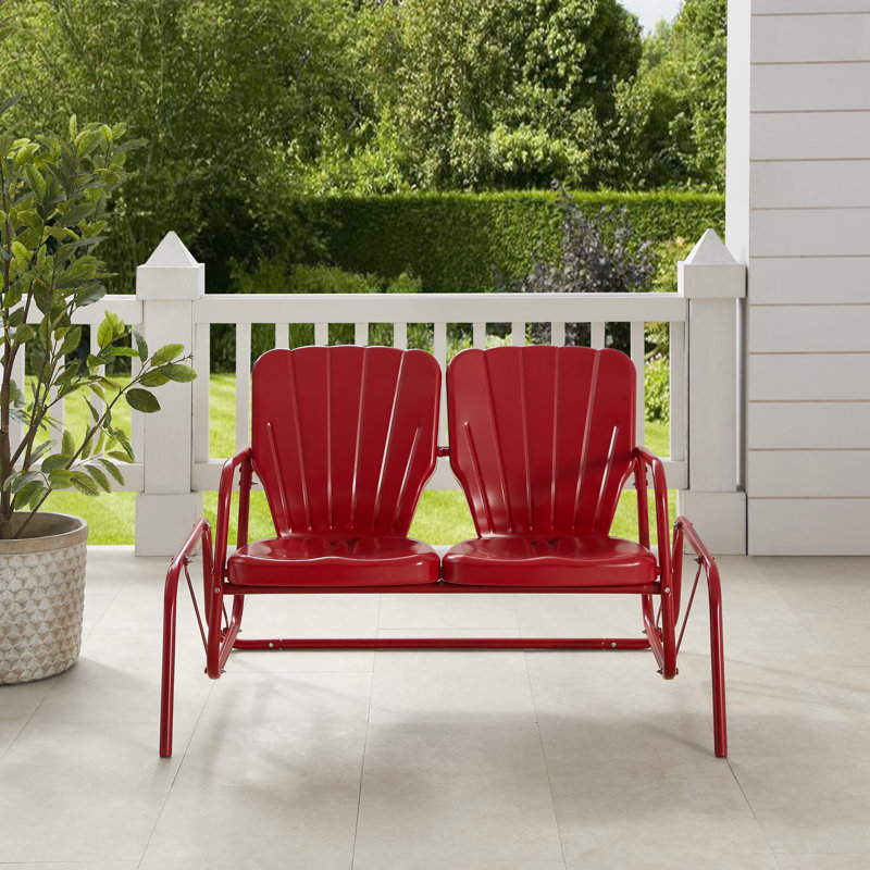 Banc d'extérieur en métal Burley, Rouge vif brillant