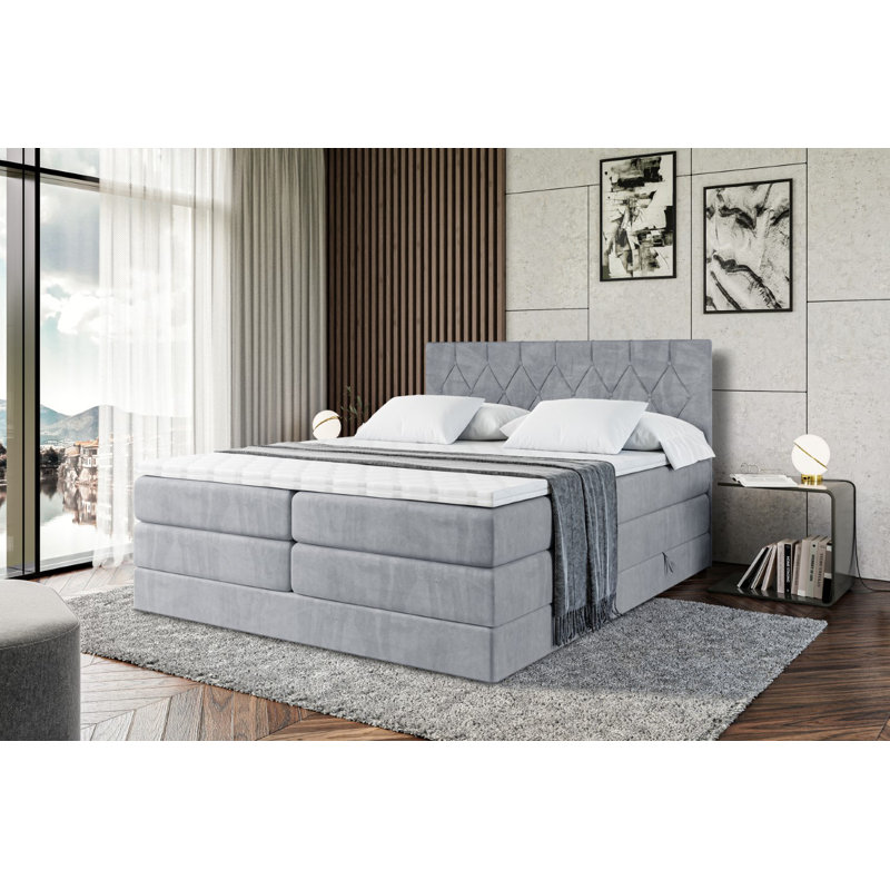 Brixon Pocket Spring Mattress Divan Bed Set, in Grey, 120cm W x 200cm D