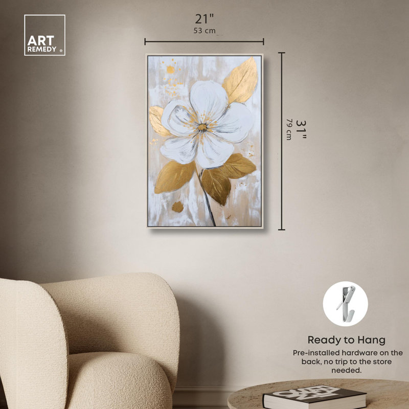 Art, art élégant, art floral, Luxe Flower III, H 31 po x l 21 po, Encadrement argenté